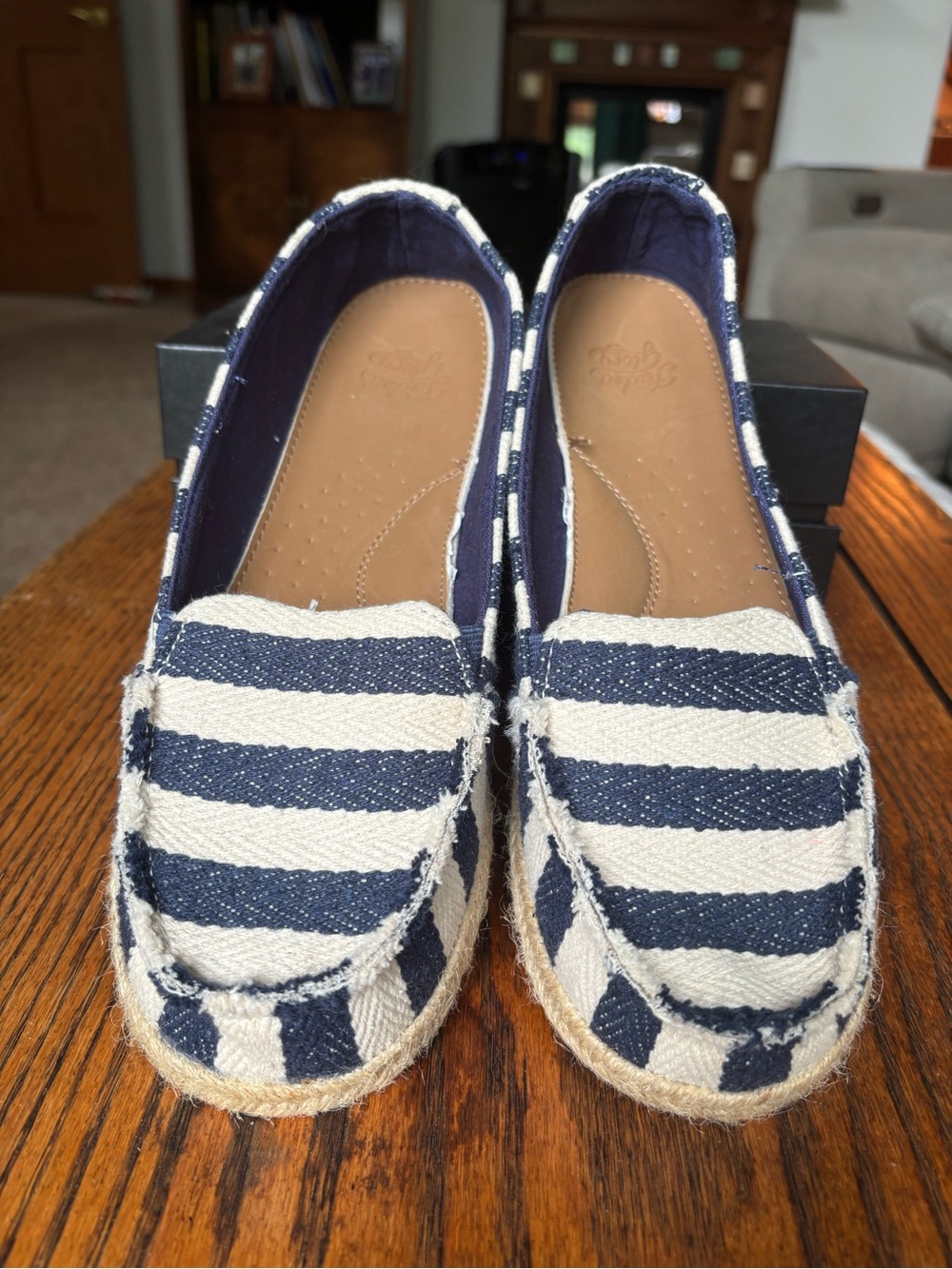 Faded Glory Navy and White Striped Flats